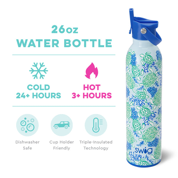 Swig Life 26oz Shell Yeah Insulated Flip + Sip Cap Water Bottle temperature infographic - cold 24+ hours or hot 3+ hours