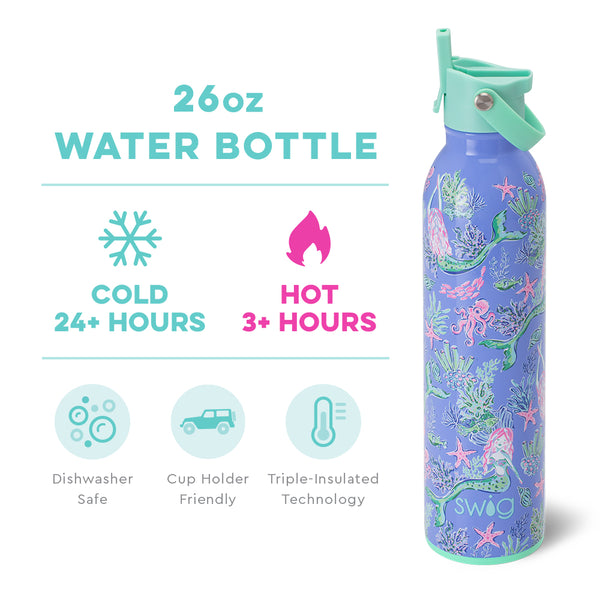 Swig Life 26oz Under the Sea Insulated Flip + Sip Cap Water Bottle temperature infographic - cold 24+ hours or hot 3+ hours