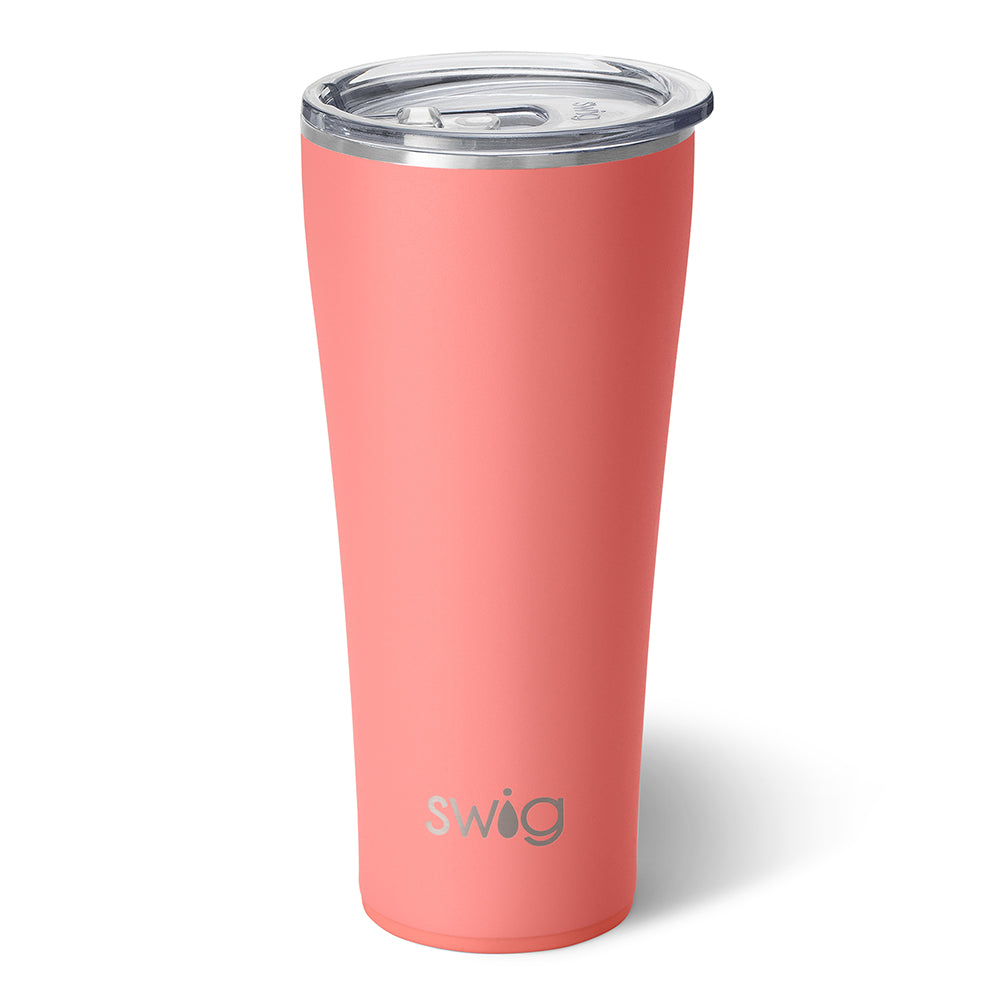 Swig Life Tumbler - Coral Insulated Stainless Steel - 32oz - Dishwasher Safe with A Non-Slip Base