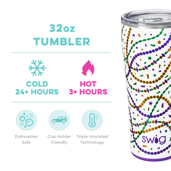 Swig Life 32oz Hey Mister Tumbler temperature infographic - cold 24+ hours or hot 3+ hours