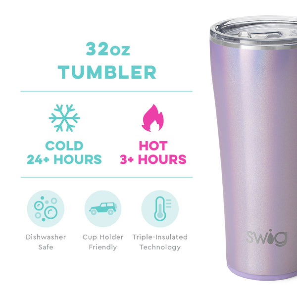 Swig Life 32oz Pixie Tumbler temperature infographic - cold 24+ hours or hot 3+ hours