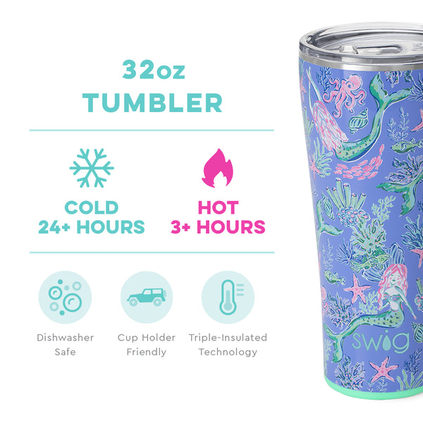 Swig Life 32oz Under the Sea Tumbler temperature infographic - cold 24+ hours or hot 3+ hours
