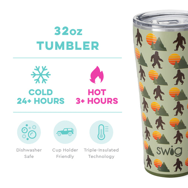 Swig Life 32oz Wild Thing Tumbler temperature infographic - cold 24+ hours or hot 3+ hours