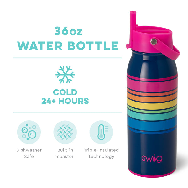 Swig Life 36oz Electric Slide Insulated Flip + Sip Cap Water Bottle temperature infographic - cold 24+ hours or hot 3+ hours
