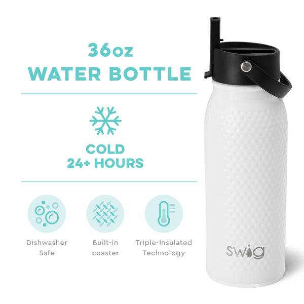 Swig Life 36oz Golf Partee Insulated Flip + Sip Cap Water Bottle temperature infographic - cold 24+ hours or hot 3+ hours