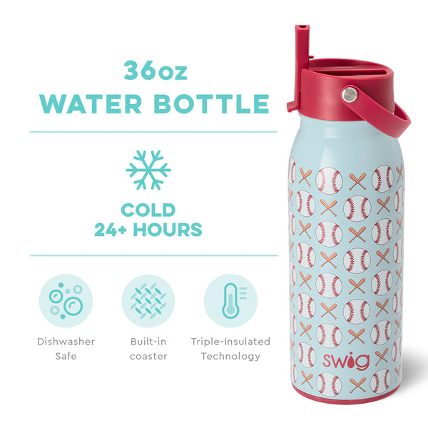 Swig Life 36oz Home Run Insulated Flip + Sip Cap Water Bottle temperature infographic - cold 24+ hours or hot 3+ hours