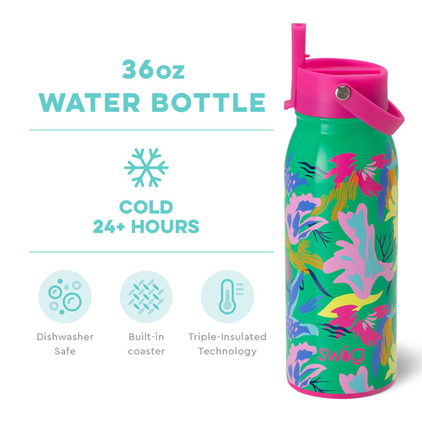 Swig Life 36oz Paradise Insulated Flip + Sip Cap Water Bottle temperature infographic - cold 24+ hours or hot 3+ hours