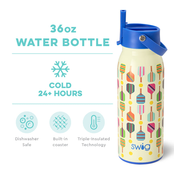 Swig Life 36oz Pickleball Insulated Flip + Sip Cap Water Bottle temperature infographic - cold 24+ hours or hot 3+ hours