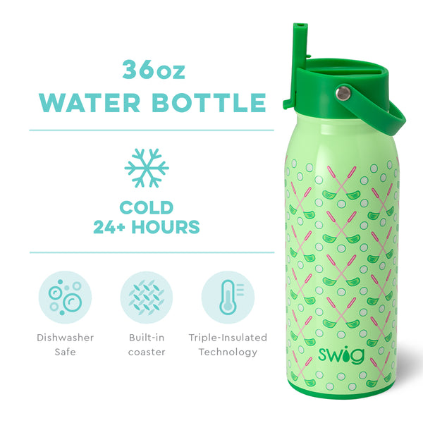 Swig Life 36oz Tee Time Insulated Flip + Sip Cap Water Bottle temperature infographic - cold 24+ hours