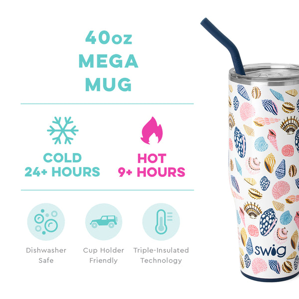 Swig Life 40oz Sea La Vie Mega Mug temperature infographic - cold 24+ hours or hot 9+ hours