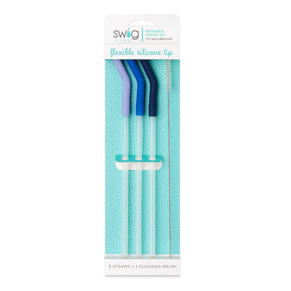 Hydrangea/Royal/Navy Reusable Straw Set (40oz Mega Mug)