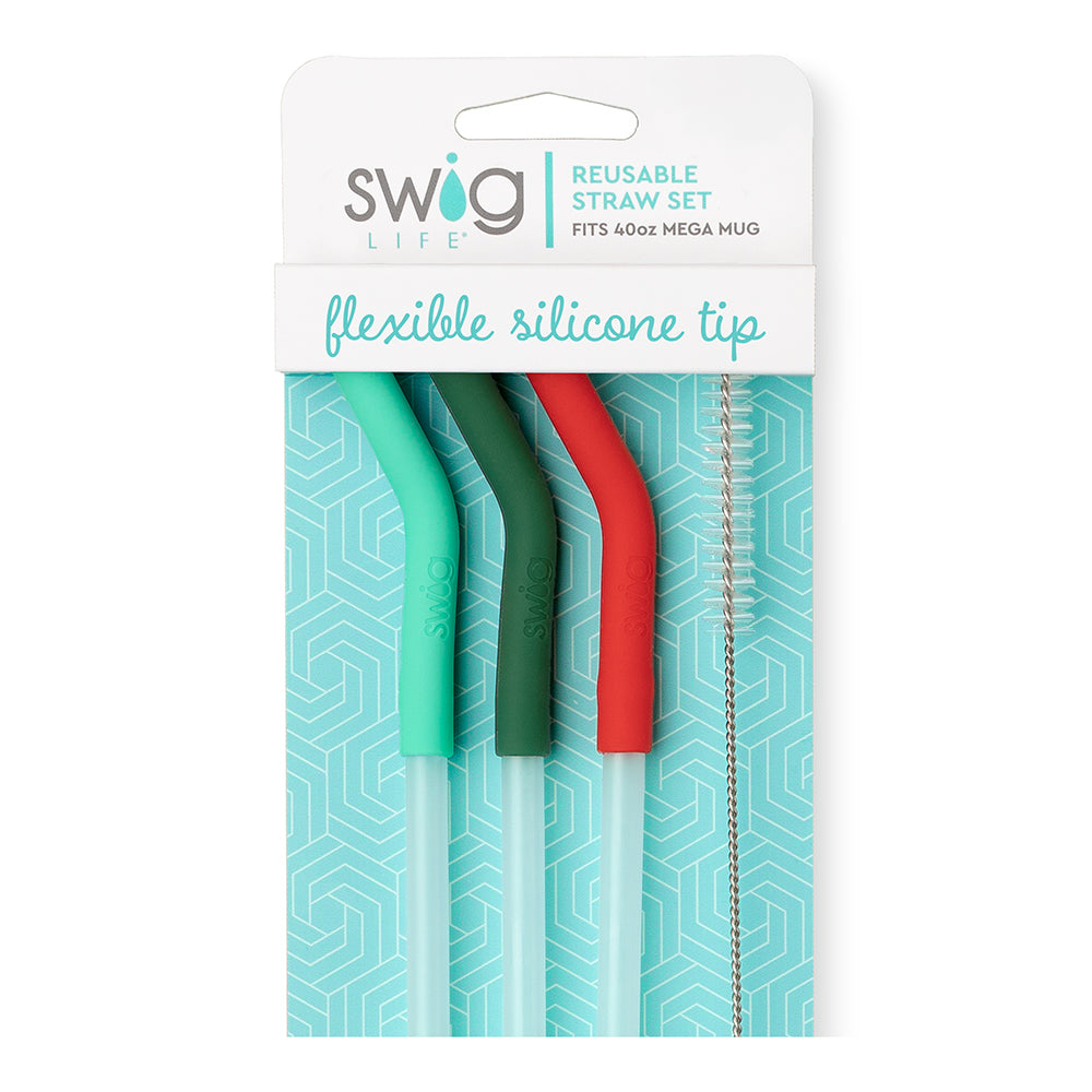 Swig Reusable Straw Set - Pumpkin Spice + Light Blue