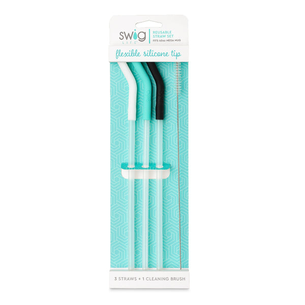 Swig Life Straw Set with Silicone Flexi-Tips, Reusable Eco-Friendly Straws  for 40oz Mega Mugs