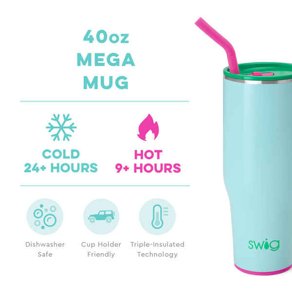 Swig Life 40oz Prep Rally Mega Mug temperature infographic - cold 24+ hours or hot 9+ hours