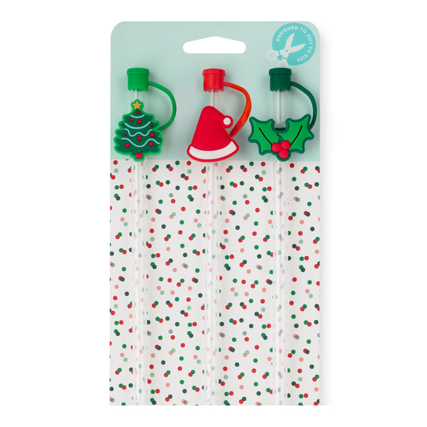 Swig Life Christmas Tree Straw Topper Set close-up