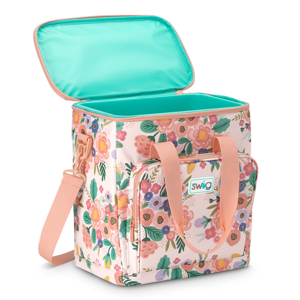 Swig Life Insulated Full Bloom Boxxi 24 Cooler open view with aqua liner