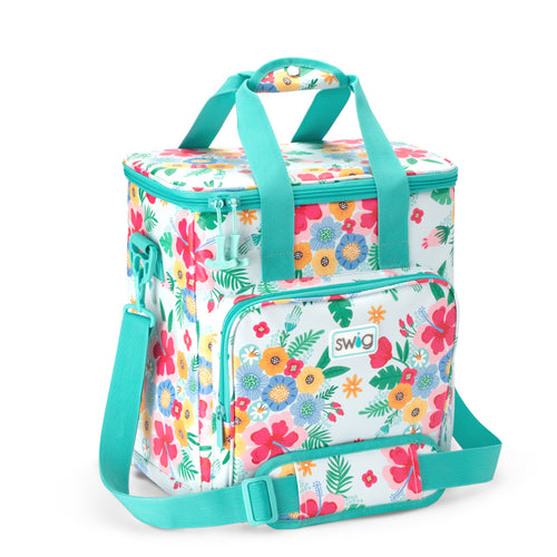 Swig Life Island Bloom Insulated Boxxi 24 Cooler with top handle and shoulder strap can carry up to 24 liters