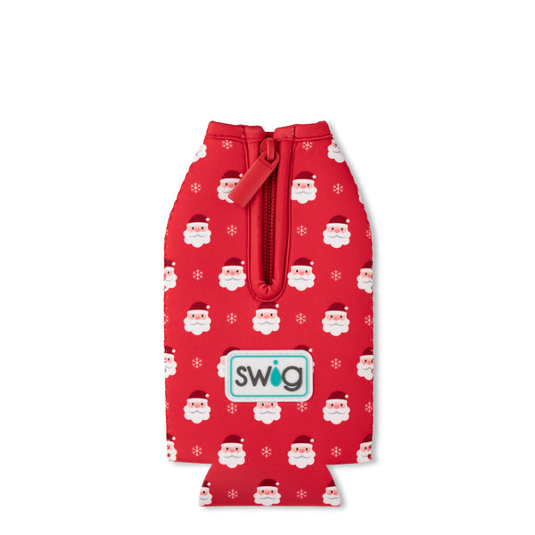 Swig Life Santa Baby Insulated Neoprene Bottle Coolie with Zipper Flat Lay