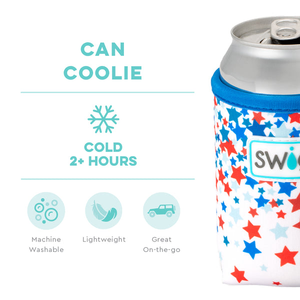 Swig Life Star Spangled Insulated Neoprene Can Coolie temperature infographic - cold 2+ hours