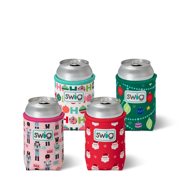 Swig Life Holiday Can Coolie Bundle with 4 insulated neoprene Can Coolies featuring 4 different Holiday prints