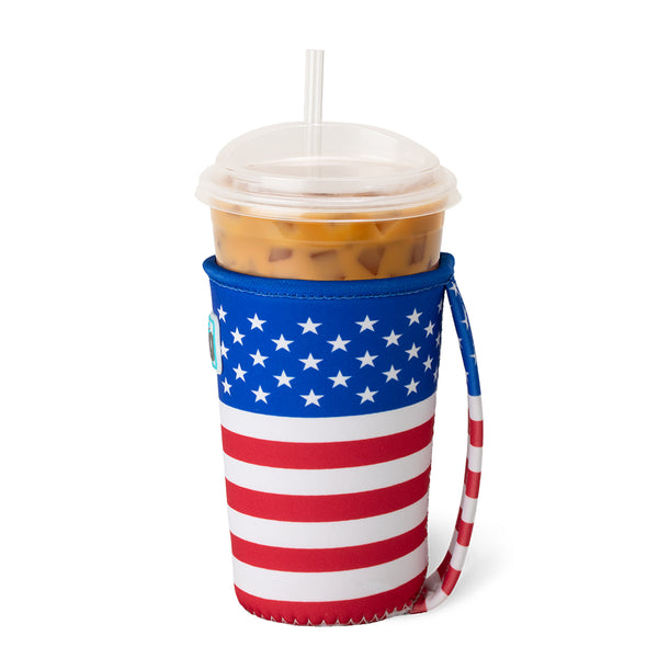 Swig Life All American Insulated Neoprene Iced Cup Coolie with hand strap