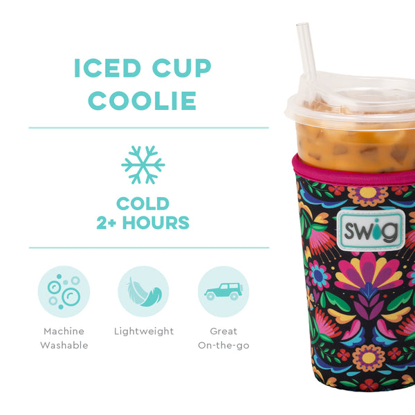 Swig Life Caliente Insulated Neoprene Iced Cup Coolie temperature infographic - cold 2+ hours