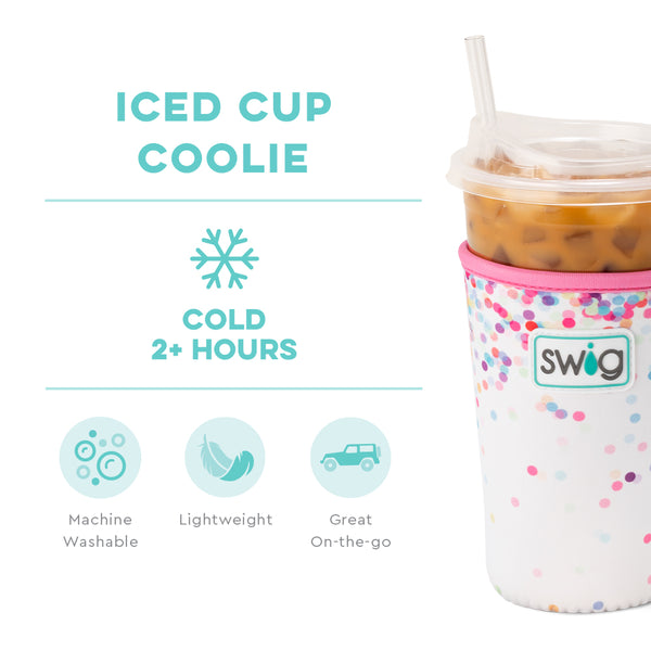 Swig Life Confetti Insulated Neoprene Iced Cup Coolie temperature infographic - cold 2+ hours