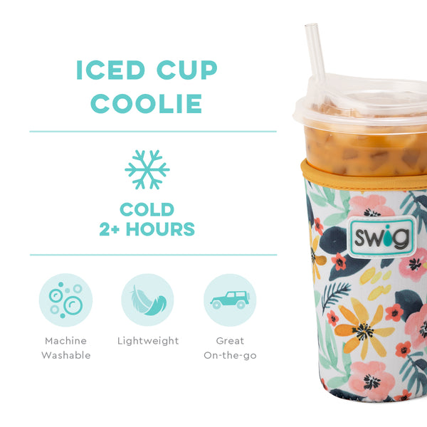 Swig Life Honey Meadow Insulated Neoprene Iced Cup Coolie temperature infographic - cold 2+ hours