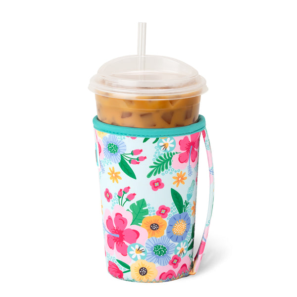 Swig Life Island Bloom Insulated Neoprene Iced Cup Coolie with hand strap