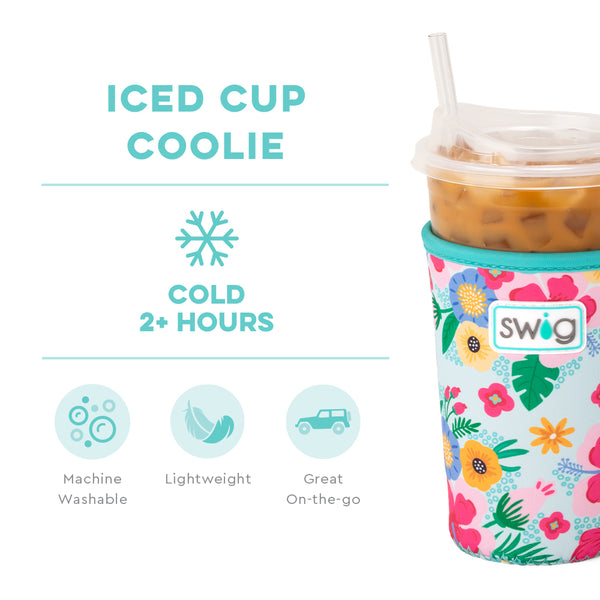 Swig Life Island Bloom Insulated Neoprene Iced Cup Coolie temperature infographic - cold 2+ hours