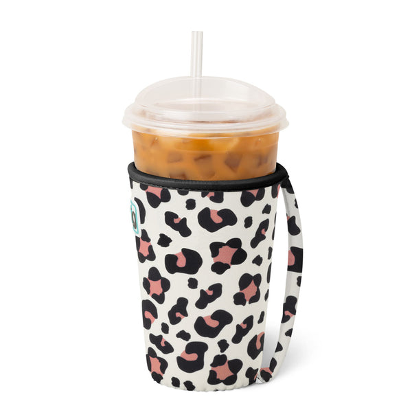 Swig Life Luxy Leopard Insulated Neoprene Iced Cup Coolie with hand strap