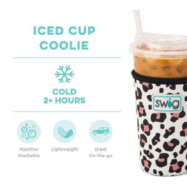 Swig Life Luxy Leopard Insulated Neoprene Iced Cup Coolie temperature infographic - cold 2+ hours