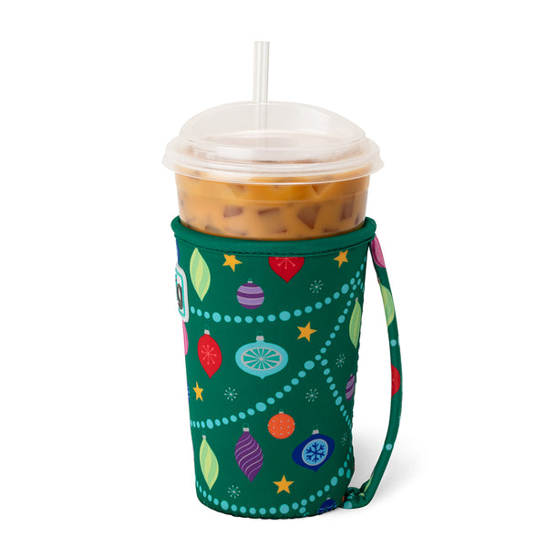 Swig Life O Christmas Tree Insulated Neoprene Iced Cup Coolie with hand strap