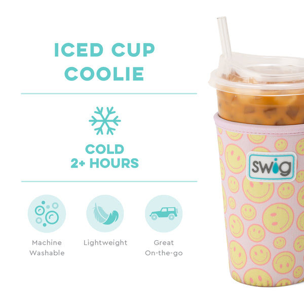 Swig Life Oh Happy Day Insulated Neoprene Iced Cup Coolie temperature infographic - cold 2+ hours