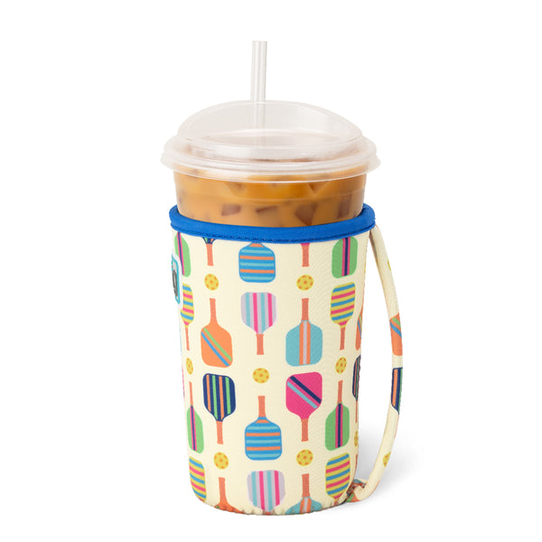 Swig Life Pickleball Insulated Neoprene Iced Cup Coolie with hand strap