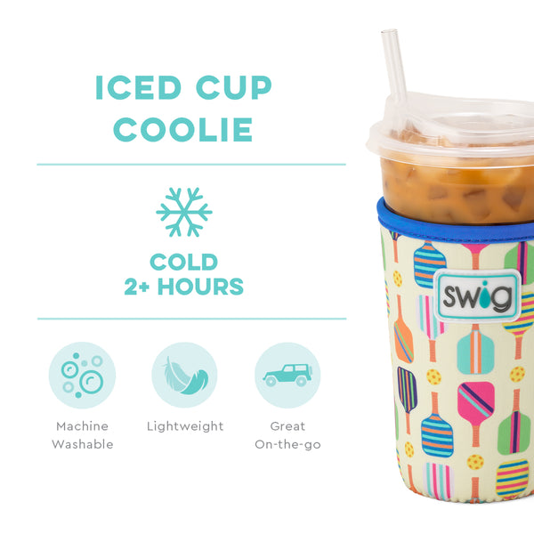 Swig Life Pickleball Insulated Neoprene Iced Cup Coolie temperature infographic - cold 2+ hours