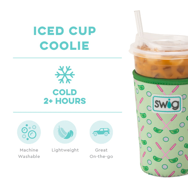Swig Life Tee Time Insulated Neoprene Iced Cup Coolie temperature infographic - cold 2+ hours