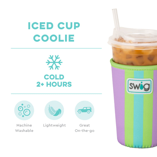 Swig Life Ultra Violet Insulated Neoprene Iced Cup Coolie temperature infographic - cold 2+ hours