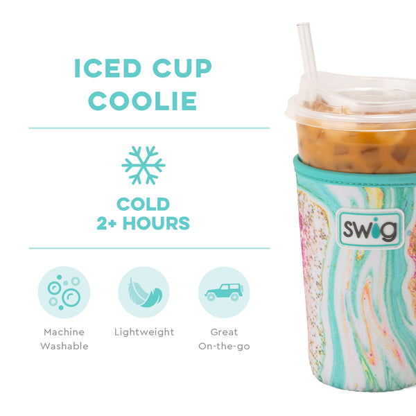 Swig Life Wanderlust Insulated Neoprene Iced Cup Coolie temperature infographic - cold 2+ hours