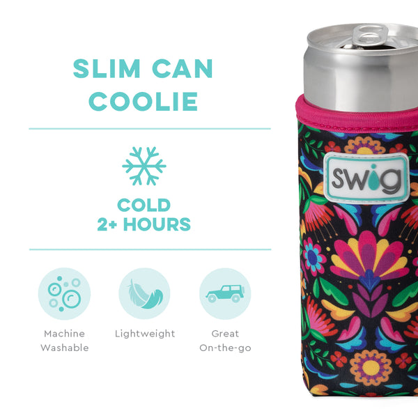 Swig Life Caliente Insulated Neoprene Slim Can Coolie temperature infographic - cold 2+ hours