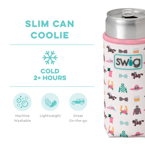 Swig Life Derby Day Insulated Neoprene Slim Can Coolie temperature infographic - cold 2+ hours