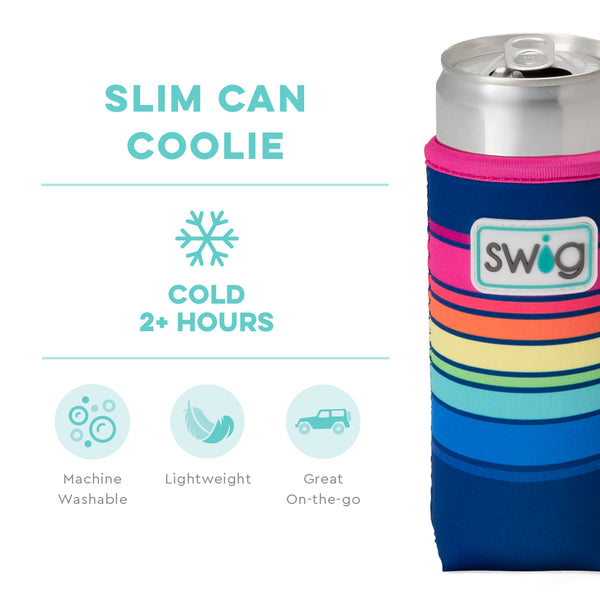 Swig Life Electric Slide Insulated Neoprene Slim Can Coolie temperature infographic - cold 2+ hours