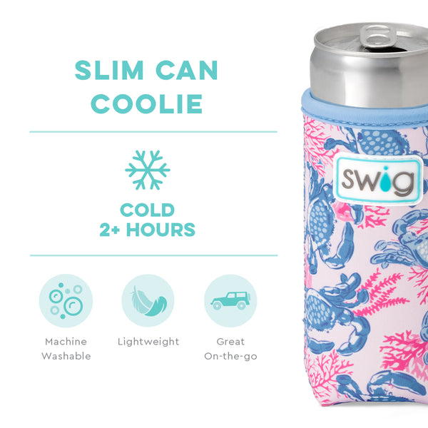 Swig Life Get Crackin' Insulated Neoprene Slim Can Coolie temperature infographic - cold 2+ hours