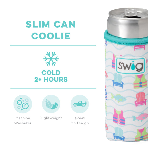 Swig Life Lake Girl Insulated Neoprene Slim Can Coolie temperature infographic - cold 2+ hours