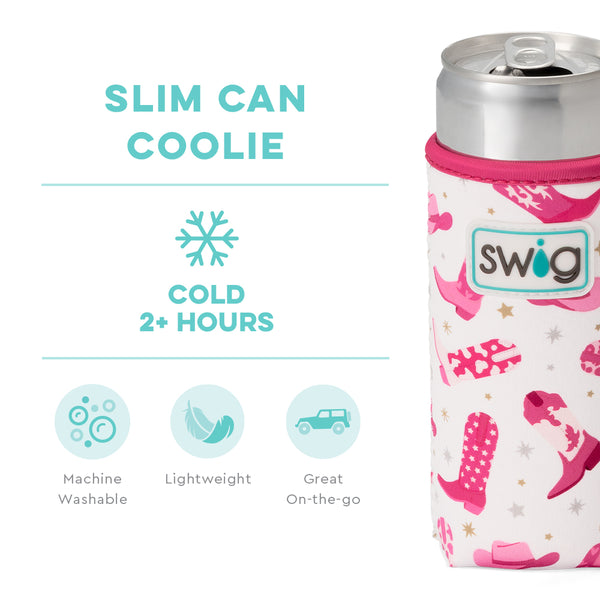 Swig Life Let's Go Girls Insulated Neoprene Slim Can Coolie temperature infographic - cold 2+ hours
