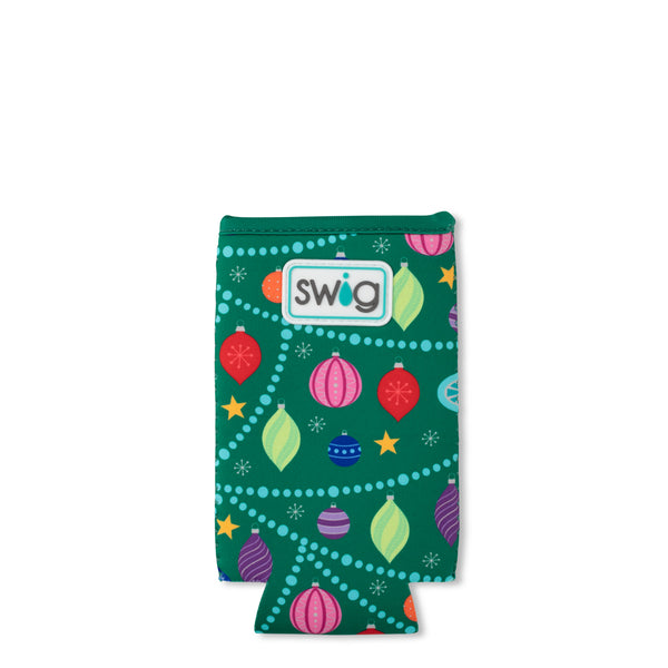 Swig Life O Christmas Tree Insulated Neoprene Slim Can Coolie Flat Lay