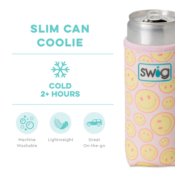 Swig Life Oh Happy Day Insulated Neoprene Slim Can Coolie temperature infographic - cold 2+ hours