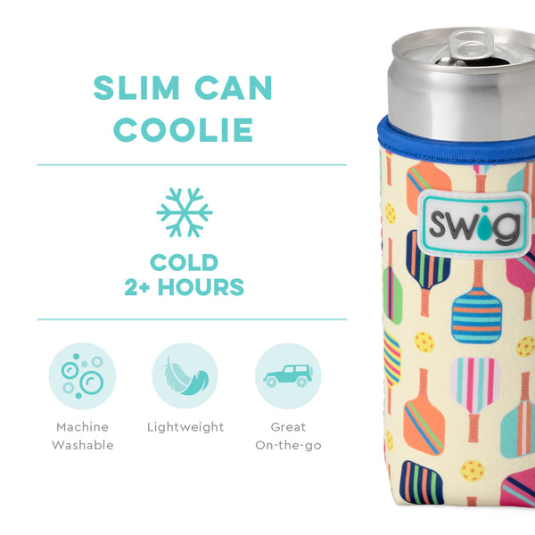 Swig Life Pickleball Insulated Neoprene Slim Can Coolie temperature infographic - cold 2+ hours