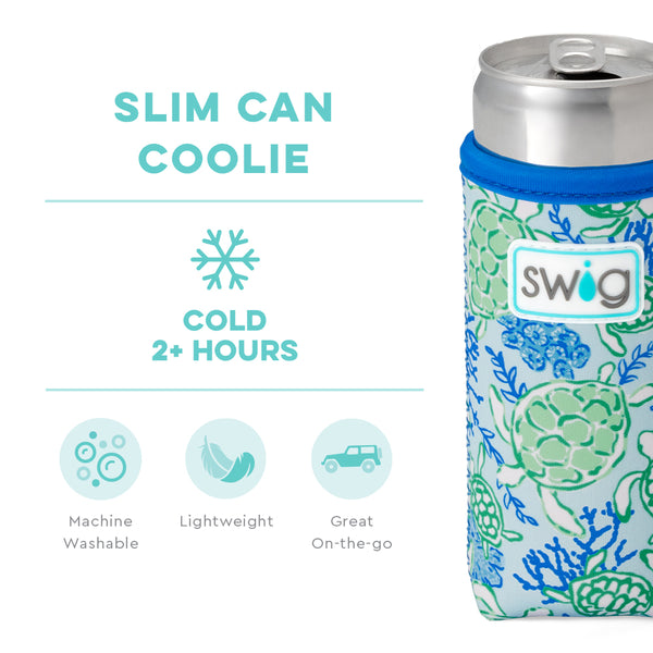 Swig Life Shell Yeah Insulated Neoprene Slim Can Coolie temperature infographic - cold 2+ hours