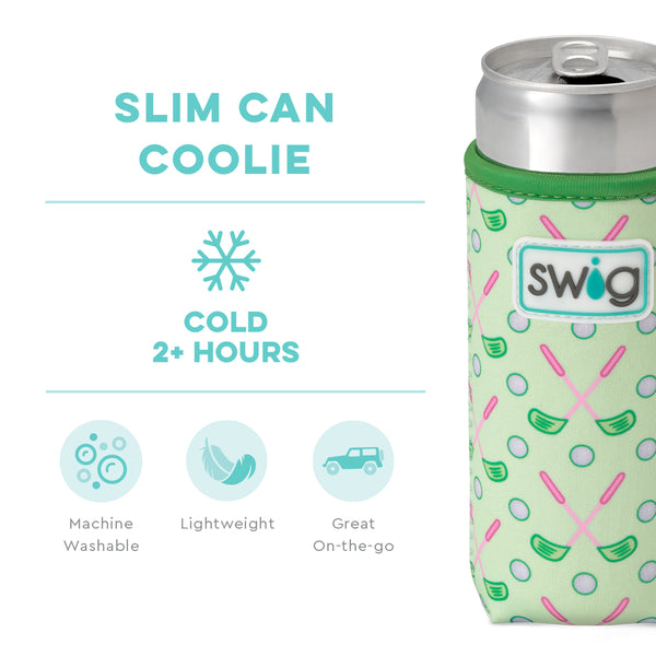 Swig Life Tee Time Insulated Neoprene Slim Can Coolie temperature infographic - cold 2+ hours